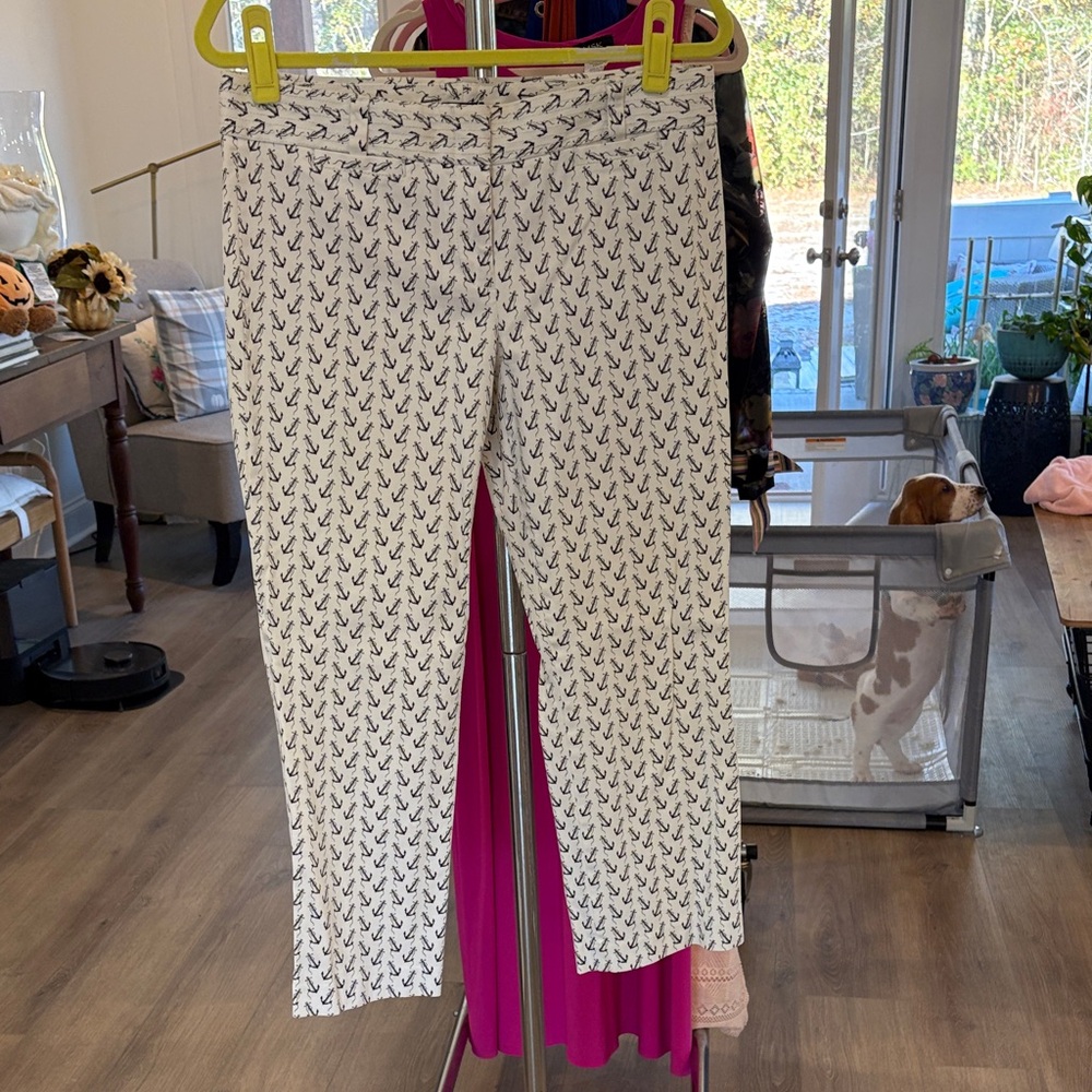 J. Crew White and Black Patterned Cropped Pants